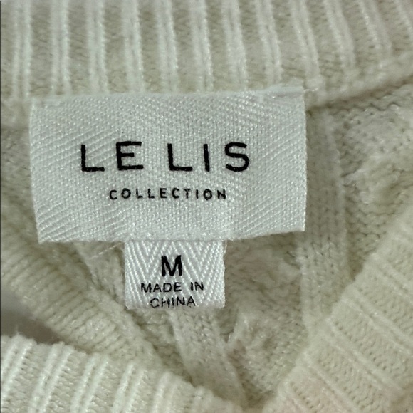 Le Lis Cream Cable Knit Crewneck Sweater - Picture 3 of 6